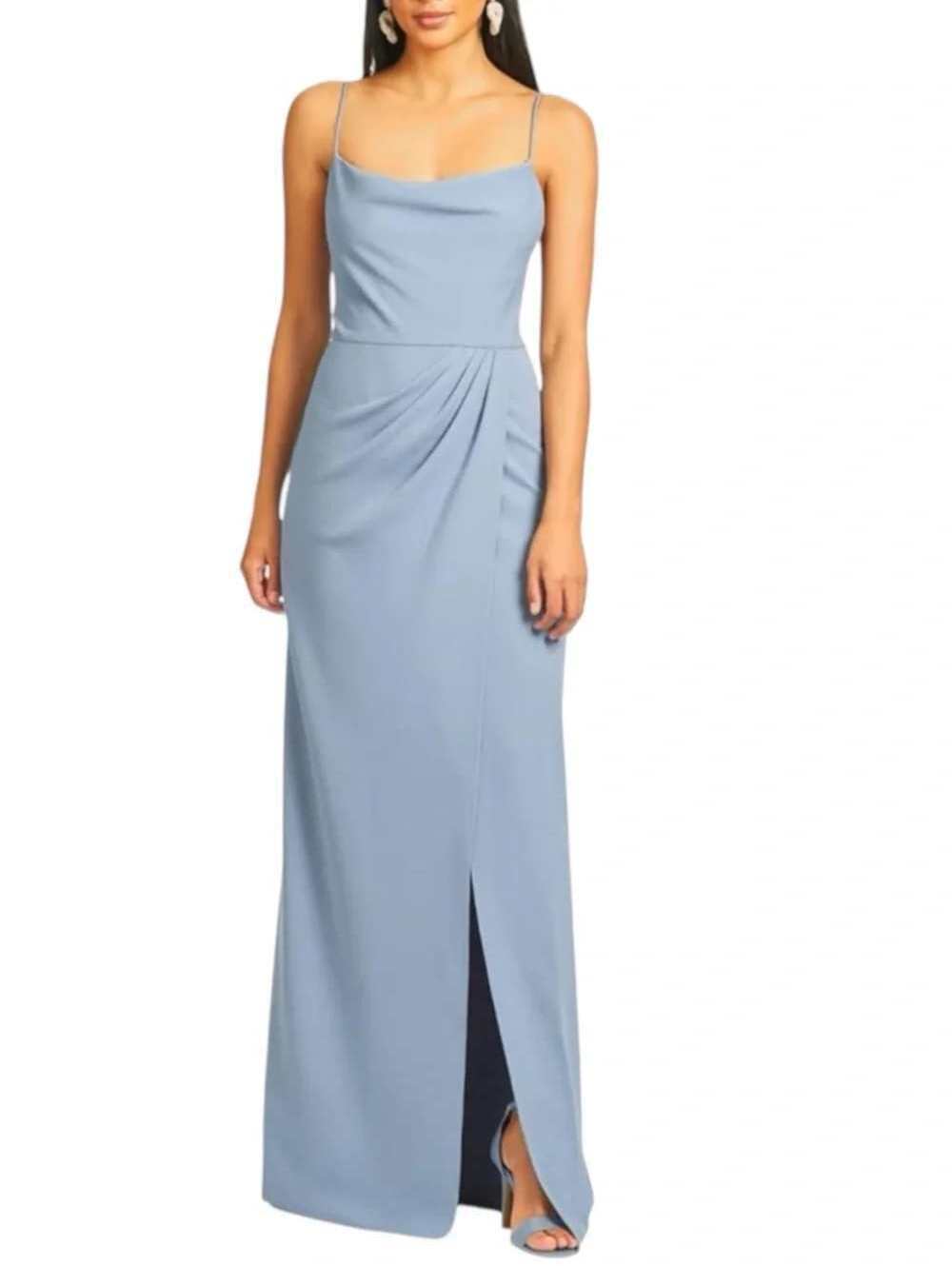 Sachin & Babi Paulina 4-way Stretch Crepe Gown Slate Blue Womens Size 8